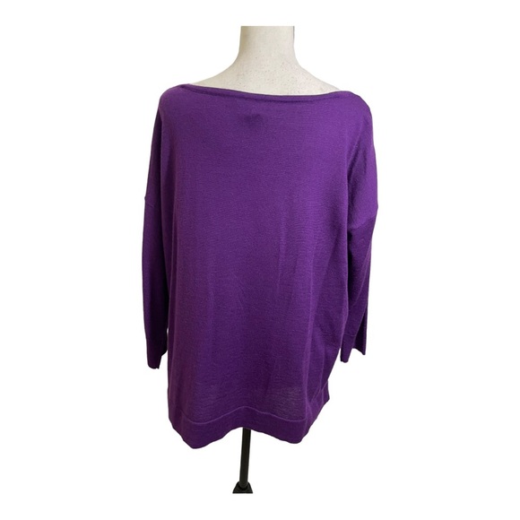 White House black market womens wool sweater. Large purple round neckline - Picture 6 of 11